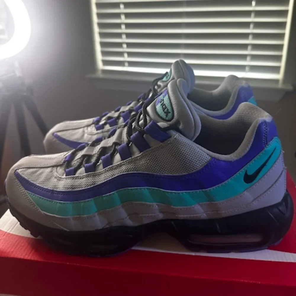 Nike Air Max 95 OG Wolf Grey/Black Indigo Burst Mens Shoes Sz 11.5 - Picture 5 of 8